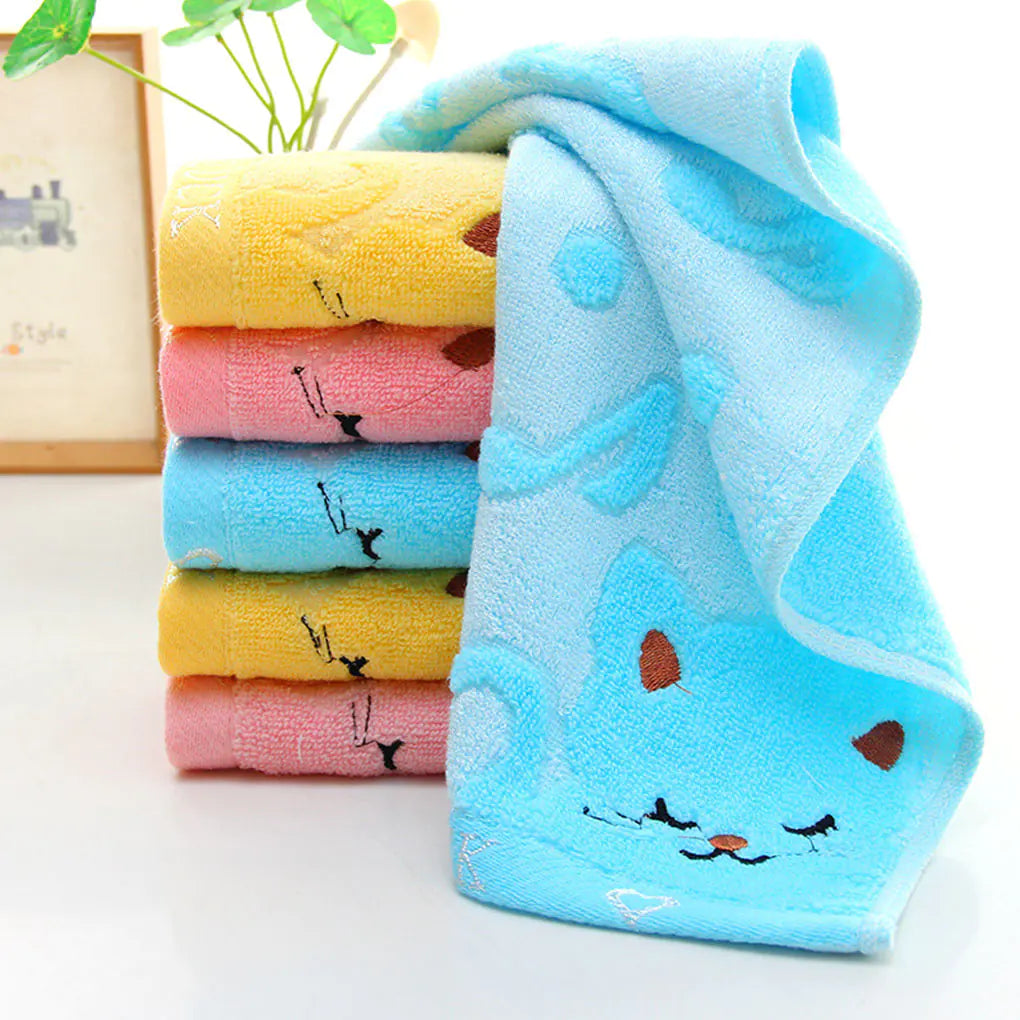 Bamboo Fiber Cat Face Towel with Lace Trim