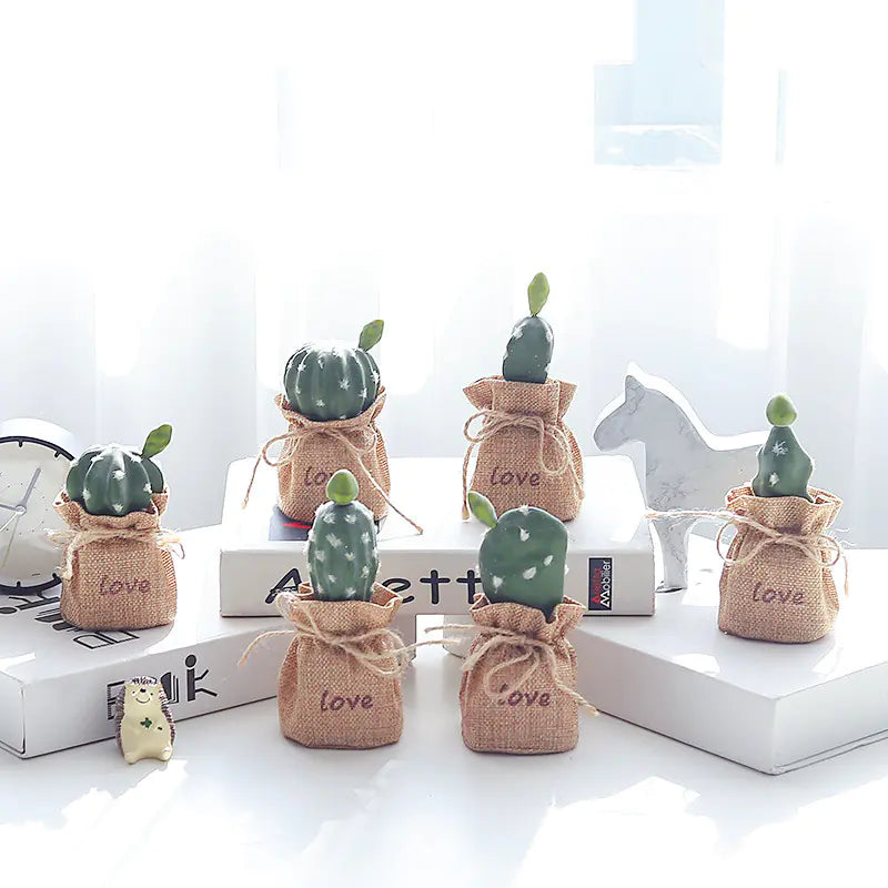 Mini Cactus Potted Plant - Artificial Desk Decoration