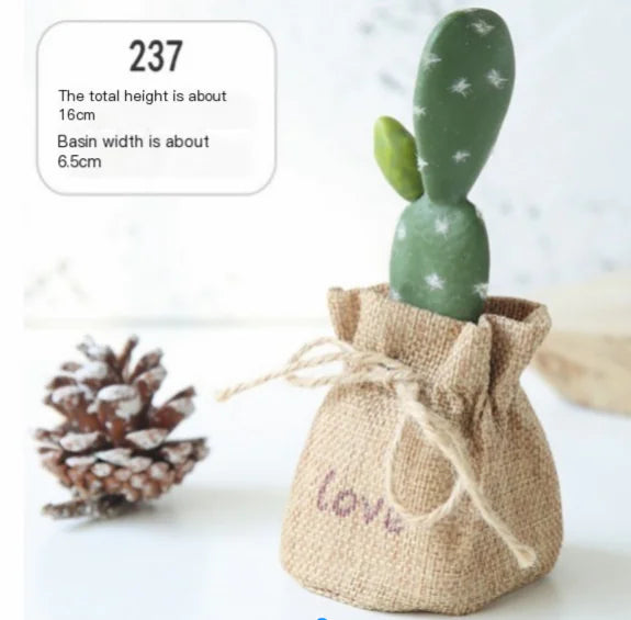 Mini Cactus Potted Plant - Artificial Desk Decoration