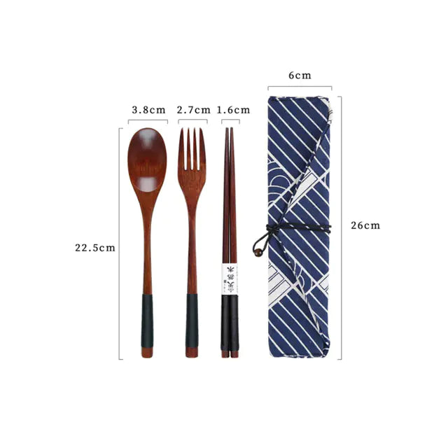 Retro Portable Wooden Bento Box for Outdoor Lunches