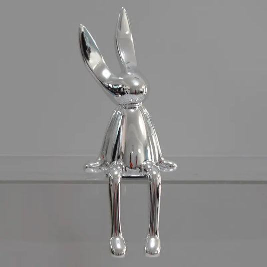Modern Minimalist Velveteen Bunny Figurine for Home Decor