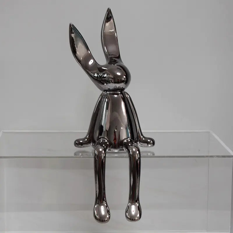 Modern Minimalist Velveteen Bunny Figurine for Home Decor