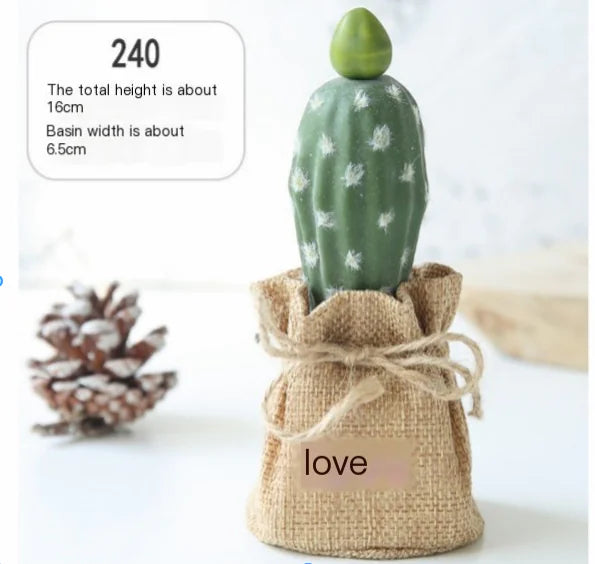 Mini Cactus Potted Plant - Artificial Desk Decoration