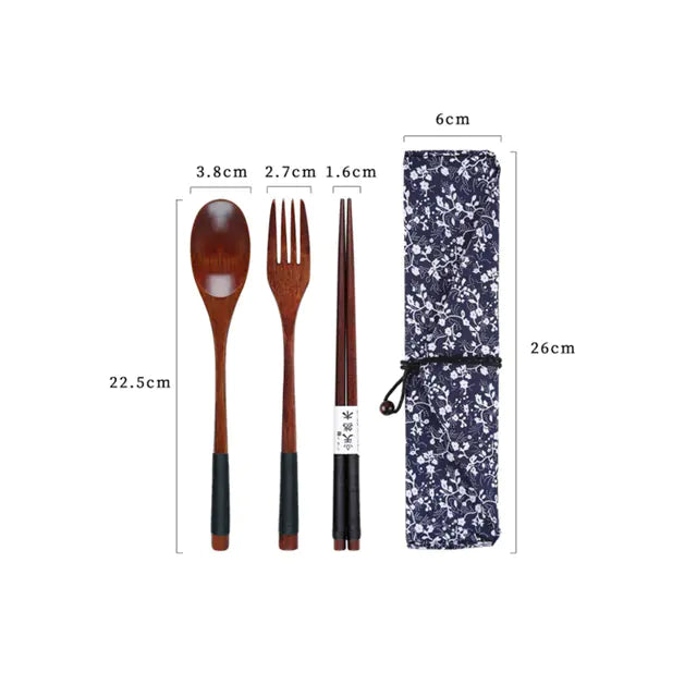 Retro Portable Wooden Bento Box for Outdoor Lunches