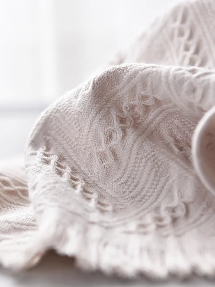 Solid Color 100% Cotton Towel with Check Pattern (1 Piece)