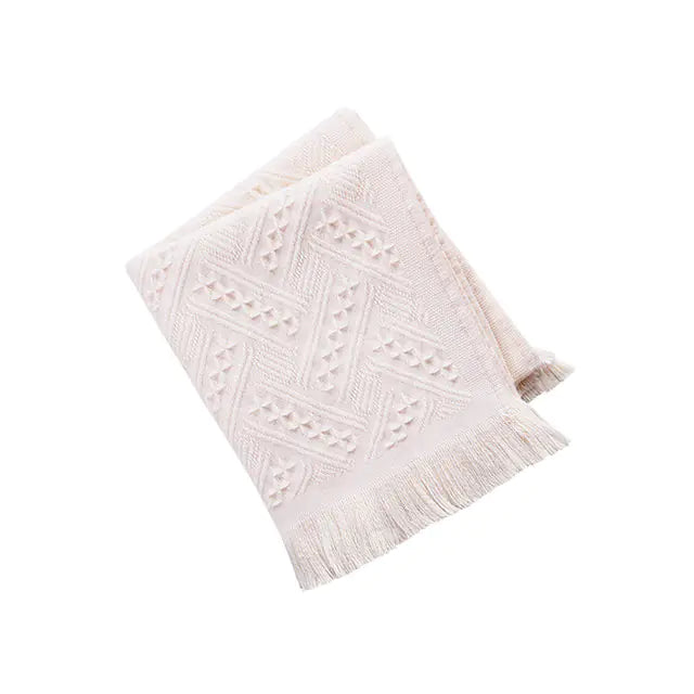 Solid Color 100% Cotton Towel with Check Pattern (1 Piece)