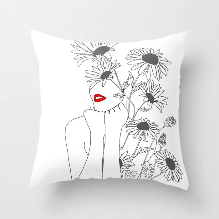 Black and White Geometric Pillowcase Design