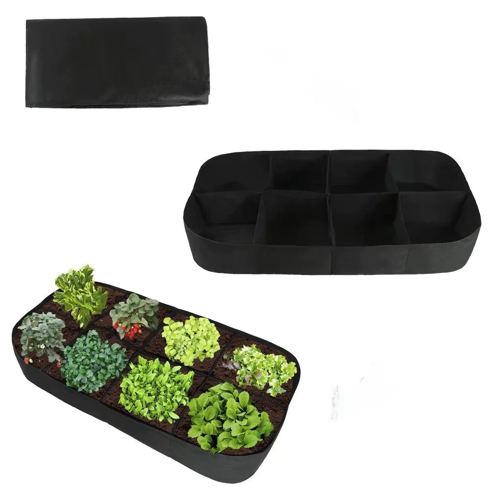 Felt Multi-Grid Rectangular Planting Bag (8 Pockets)