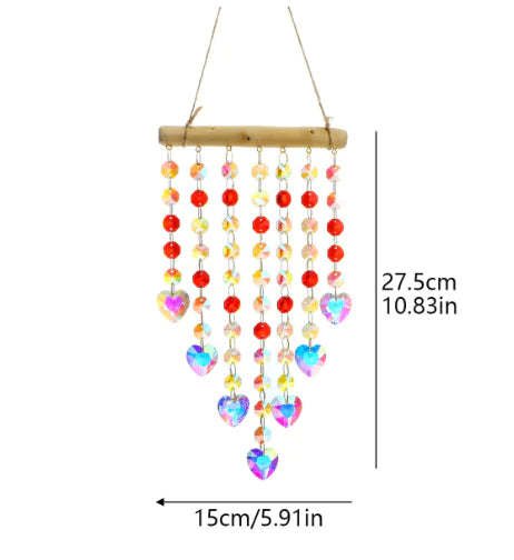 Dreamy Crystal Wind Chime with Irregular Wooden Sticks