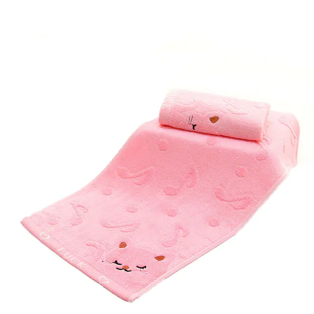 Bamboo Fiber Cat Face Towel with Lace Trim