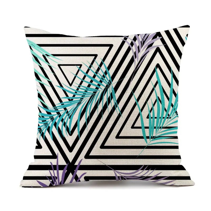 Nordic Black and White Geometric Stripes Linen Pillow