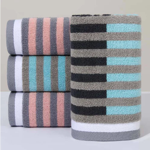 Cotton Stripe Hand Towels - Absorbent & Soft (Pack)