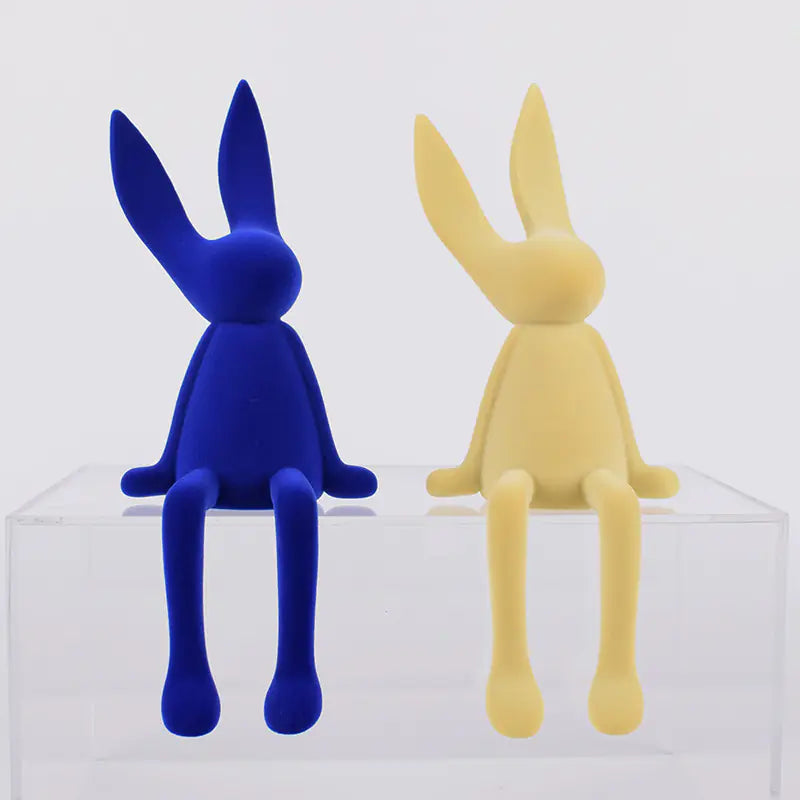 Modern Minimalist Velveteen Bunny Figurine for Home Decor