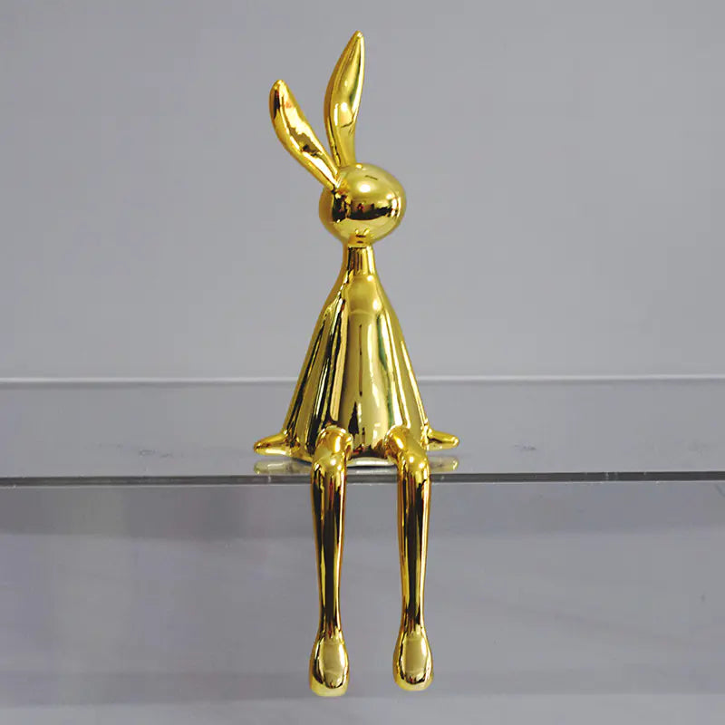 Modern Minimalist Velveteen Bunny Figurine for Home Decor