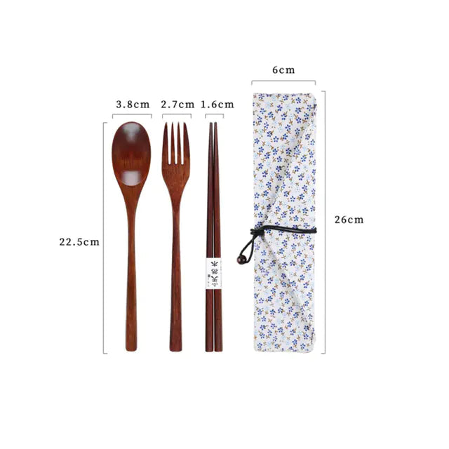 Retro Portable Wooden Bento Box for Outdoor Lunches