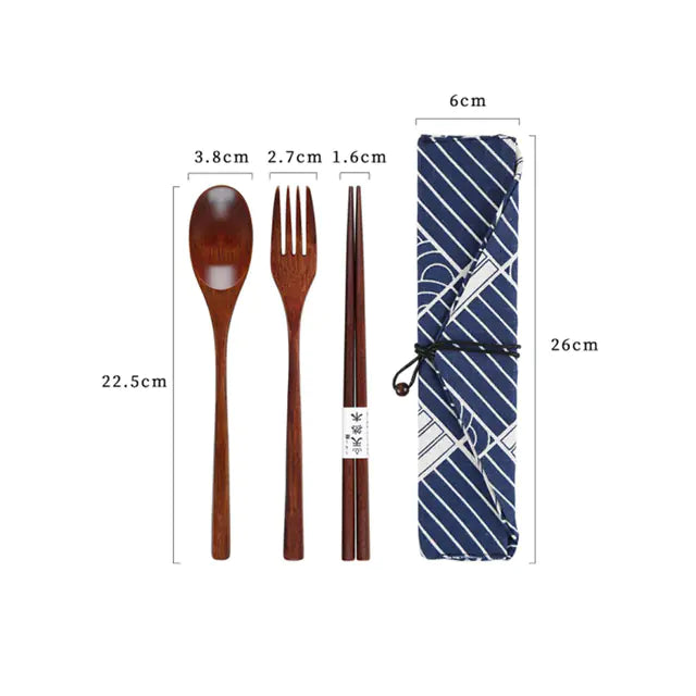 Retro Portable Wooden Bento Box for Outdoor Lunches