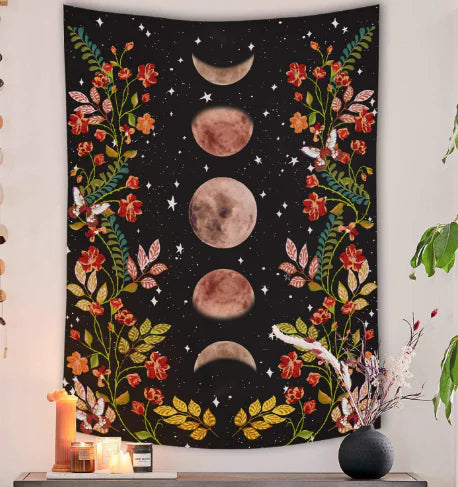 Seaside Landscape Tapestry with Tropical Palm Print