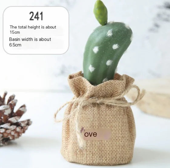 Mini Cactus Potted Plant - Artificial Desk Decoration
