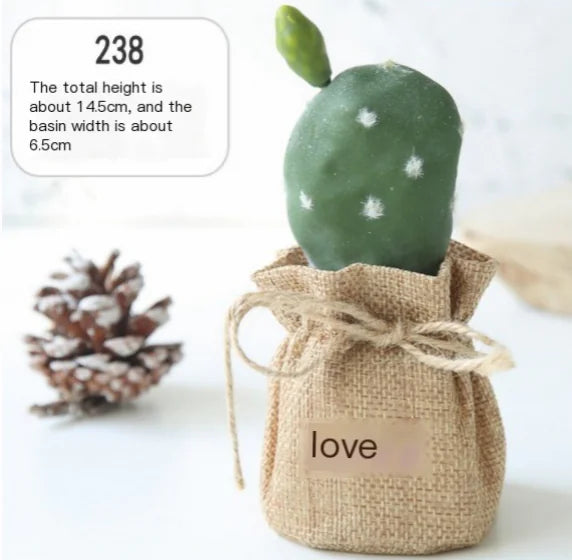 Mini Cactus Potted Plant - Artificial Desk Decoration