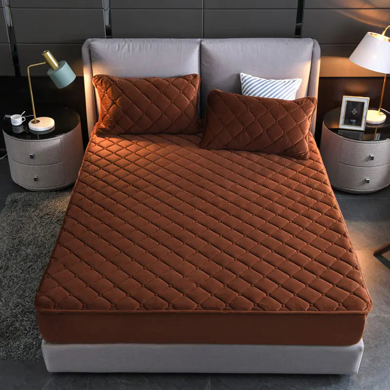 Thick Coral Fleece Mattress Protector Cover with Cotton