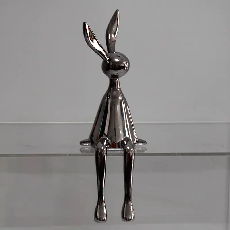 Modern Minimalist Velveteen Bunny Figurine for Home Decor