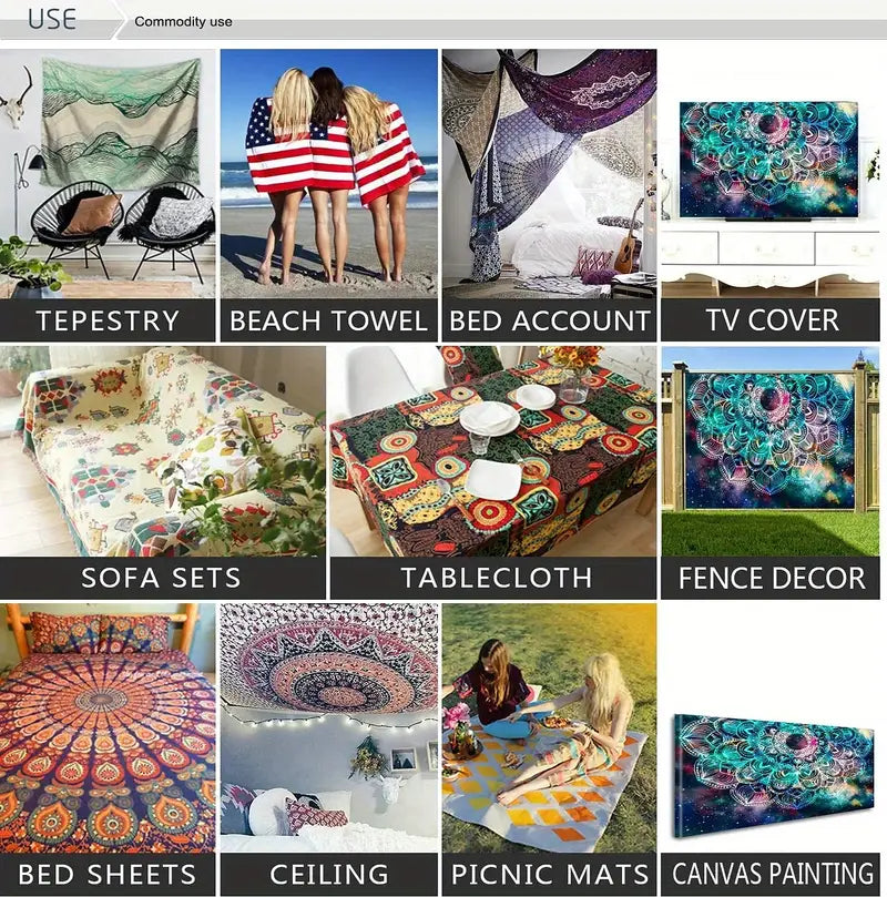 Seaside Landscape Tapestry with Tropical Palm Print