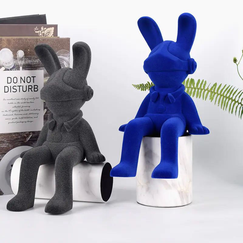 Modern Minimalist Velveteen Bunny Figurine for Home Decor