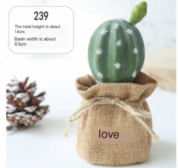 Mini Cactus Potted Plant - Artificial Desk Decoration