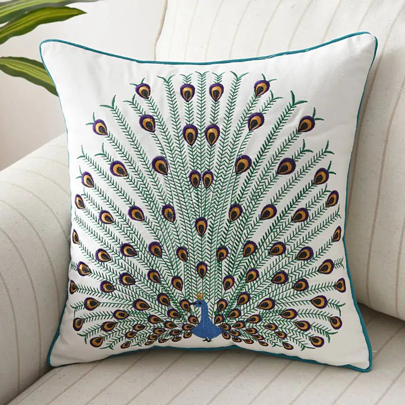 3D Embroidery Flower, Bird & Butterfly Cushion Cover