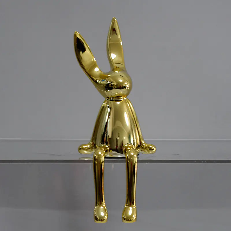 Modern Minimalist Velveteen Bunny Figurine for Home Decor