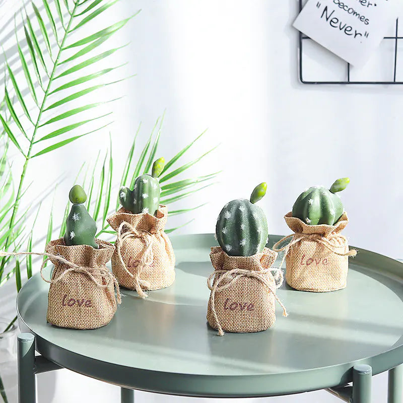 Mini Cactus Potted Plant - Artificial Desk Decoration