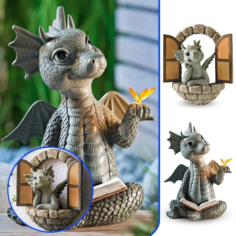 Cute Little Dragon Dinosaur Resin Garden Decoration