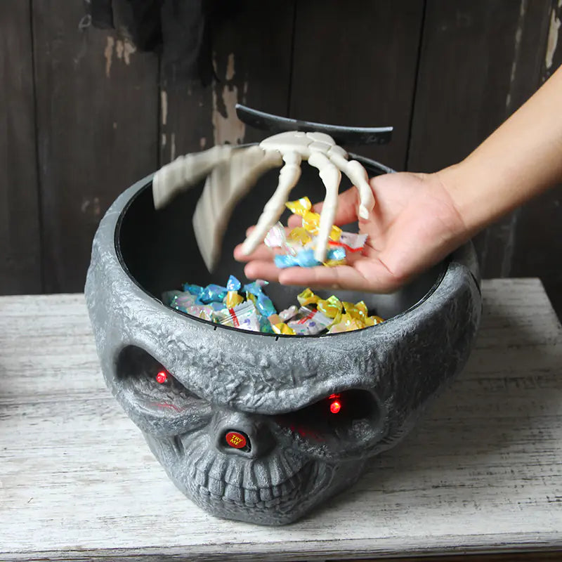 Quirky Candy Bowl with Skull Pumpkin Decoration