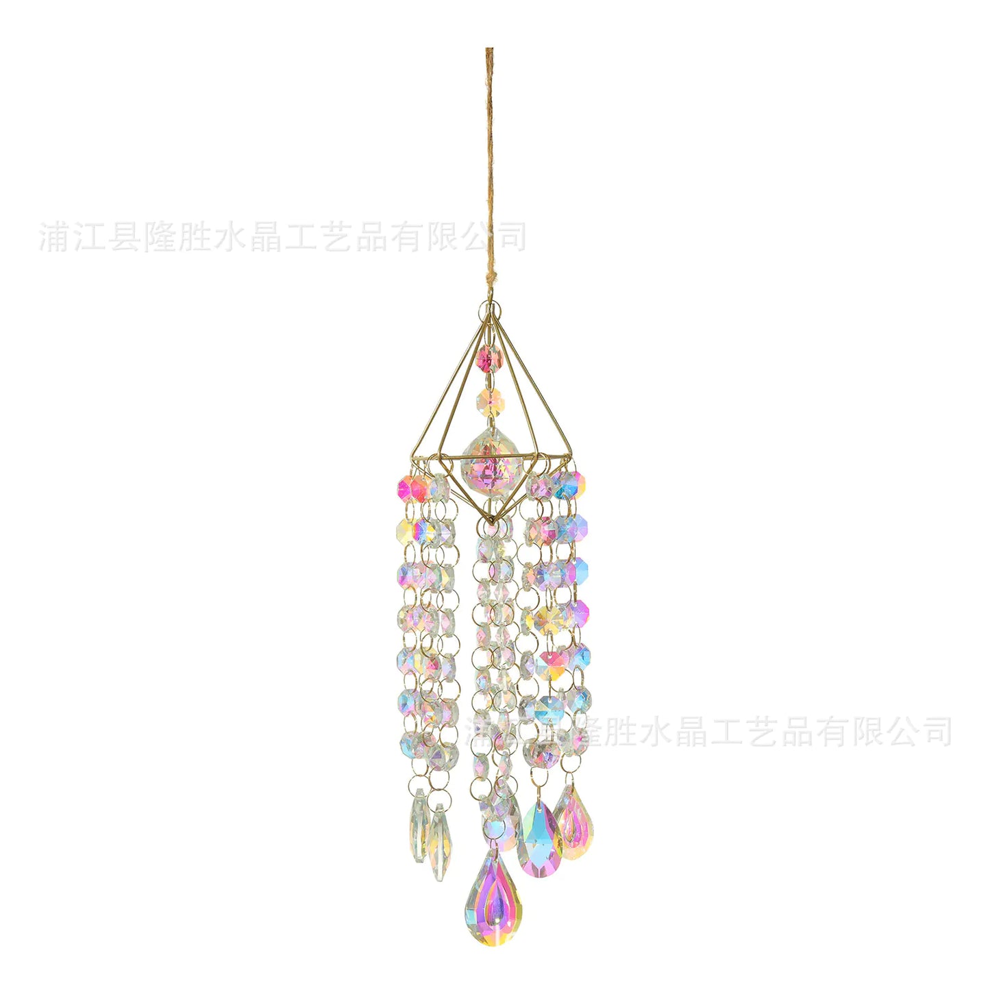 Gold Lotus Air Rack Sun Catcher Crystal Ornament