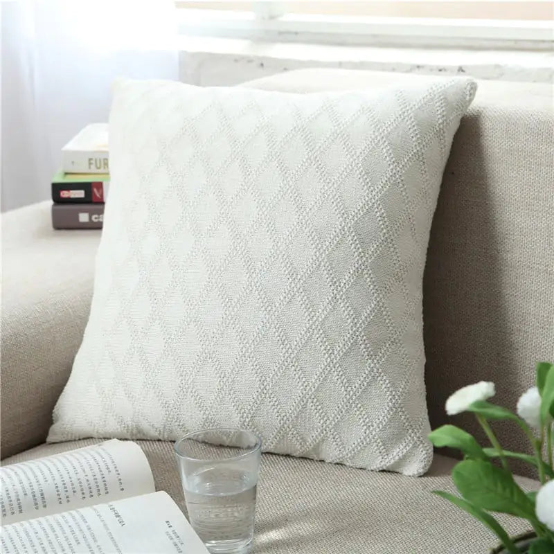European Pastoral Solid Color Knitted Pillowcase