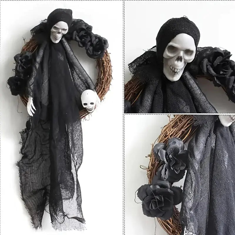 Black and White Ghost Door Hanging for Halloween Decor