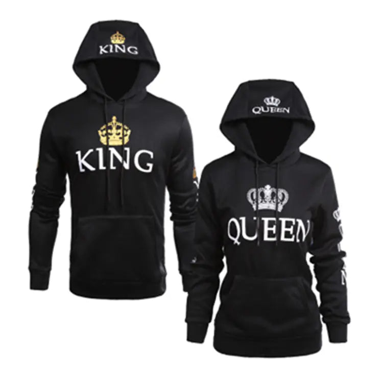 Queen King Printed Hoodie Couple Sweatshirt (Long Sleeve)
