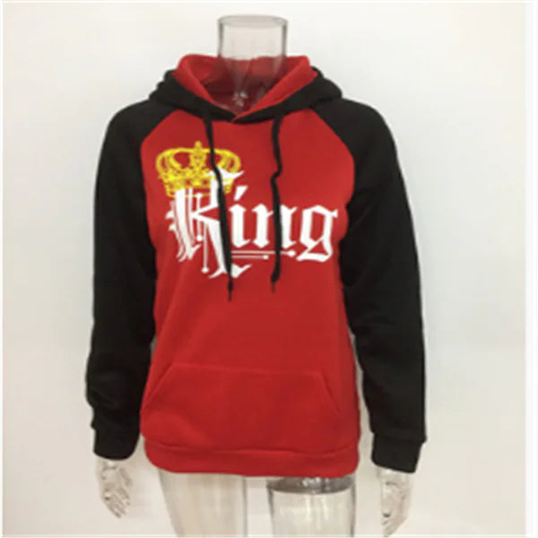 Queen King Printed Hoodie Couple Sweatshirt (Long Sleeve)