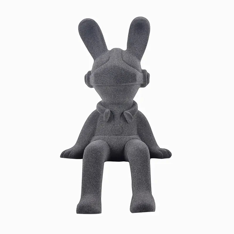 Modern Minimalist Velveteen Bunny Figurine for Home Decor