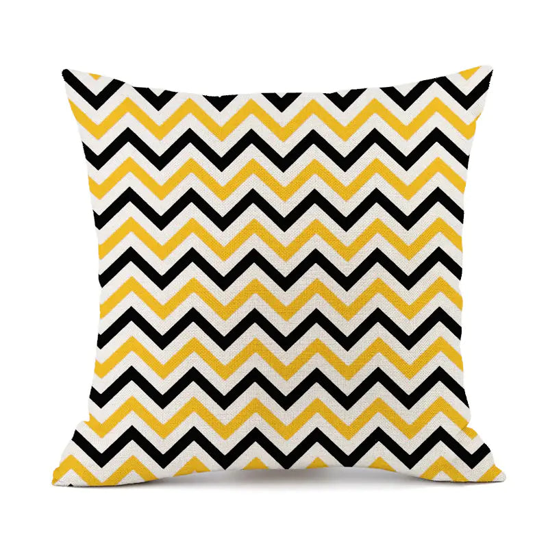 Nordic Black and White Geometric Stripes Linen Pillow