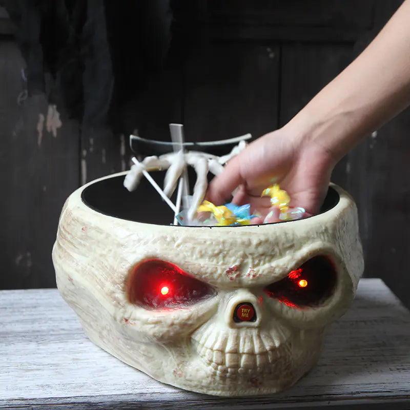 Quirky Candy Bowl with Skull Pumpkin Decoration