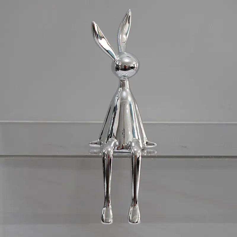 Modern Minimalist Velveteen Bunny Figurine for Home Decor