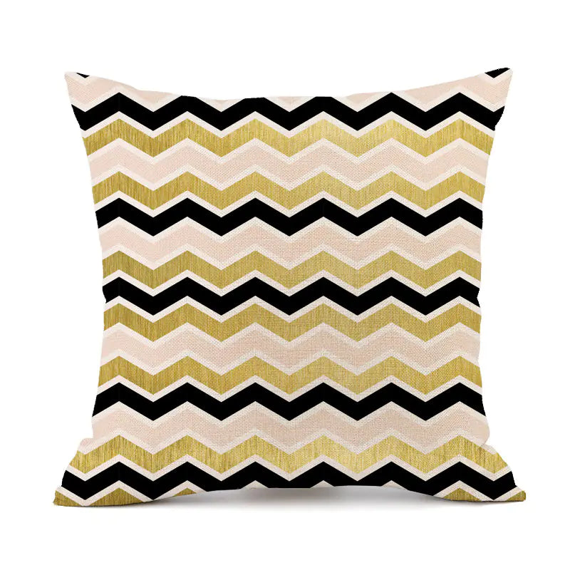Nordic Black and White Geometric Stripes Linen Pillow