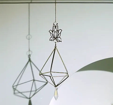 Gold Lotus Air Rack Sun Catcher Crystal Ornament