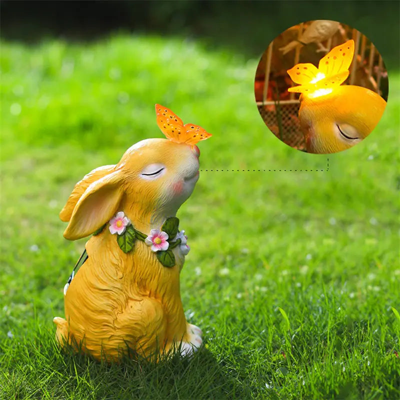 Solar Powered Rabbit Shaped Butterfly Garden Ornament