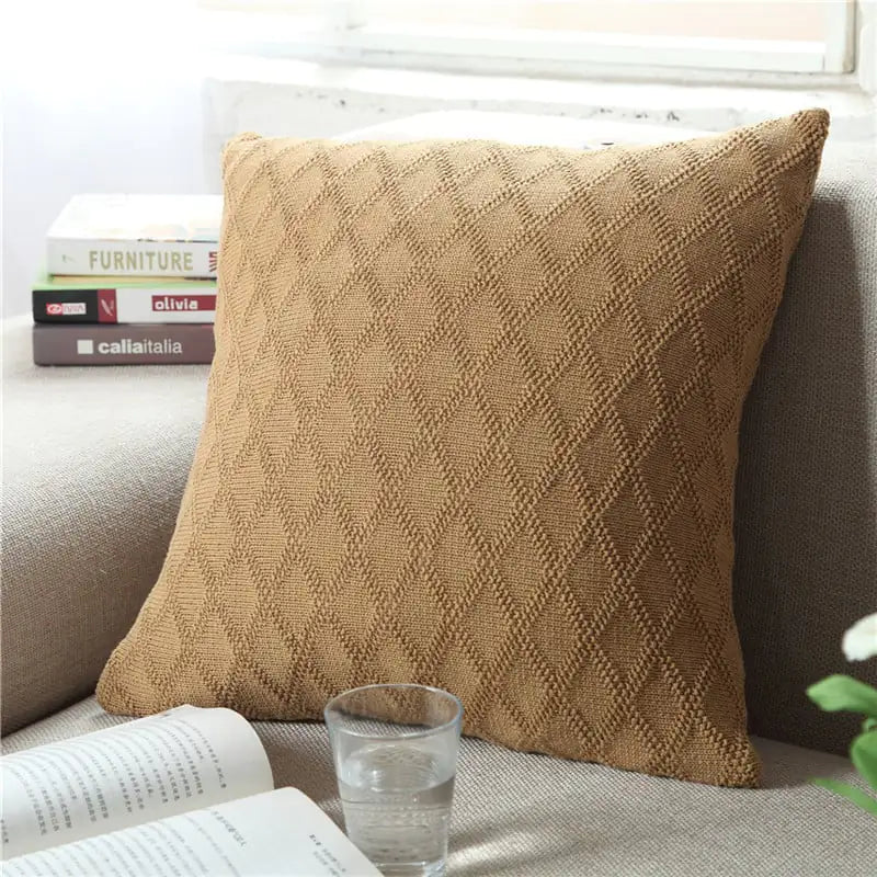 European Pastoral Solid Color Knitted Pillowcase