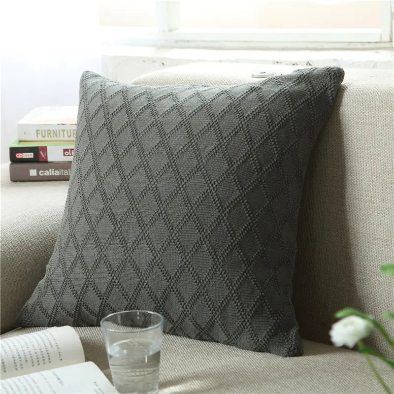 European Pastoral Solid Color Knitted Pillowcase