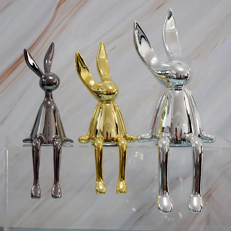Modern Minimalist Velveteen Bunny Figurine for Home Decor