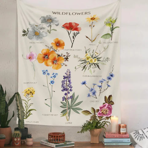 Seaside Landscape Tapestry with Tropical Palm Print