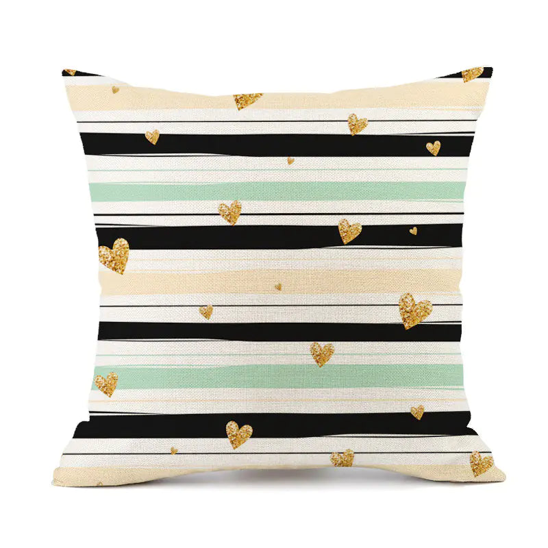 Nordic Black and White Geometric Stripes Linen Pillow